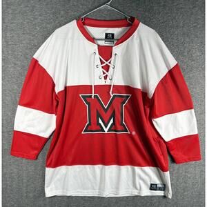 Miami University Ohio RedHawks Youth XL G-Team Red White Hockey Jersey #1
